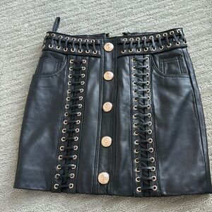 Balmain leather skirt